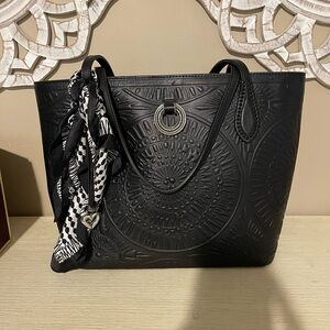 Elegant Black Embossed Tote Bag